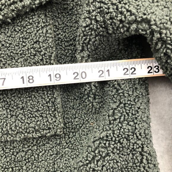 Good American Team Cardinal Oversized Sherpa Shacket Size 0 Green Hidden Button - Picture 12 of 16